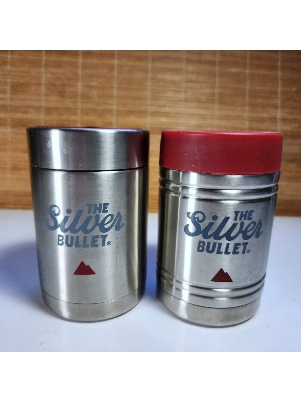 Coors Light Silver Bullet Beer Can Koozie Bottle Coozie Stainless Steel Red (2)